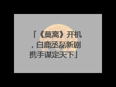 《莫离》开机，白鹿丞磊新剧携手谋定天下