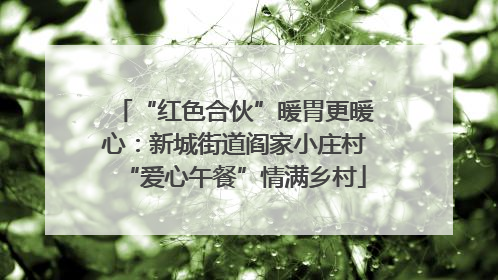 “红色合伙”暖胃更暖心：新城街道阎家小庄村“爱心午餐”情满乡村