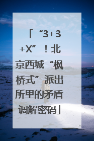 “3+3+X”！北京西城“枫桥式”派出所里的矛盾调解密码