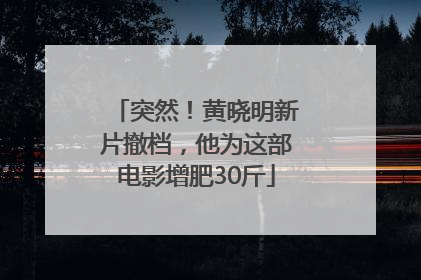 突然！黄晓明新片撤档，他为这部电影增肥30斤