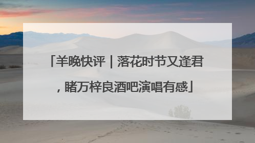 羊晚快评｜落花时节又逢君，睹万梓良酒吧演唱有感