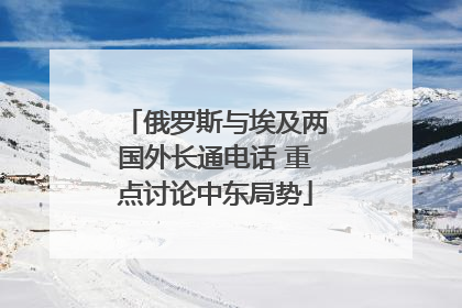 俄罗斯与埃及两国外长通电话 重点讨论中东局势