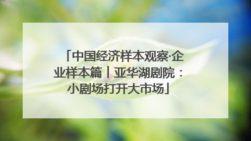 中国经济样本观察·企业样本篇︱亚华湖剧院：小剧场打开大市场