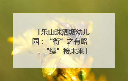 乐山洙泗塘幼儿园：“衔”之有略，“续”接未来