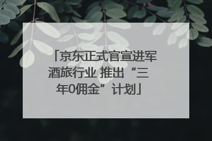 京东正式官宣进军酒旅行业 推出“三年0佣金”计划