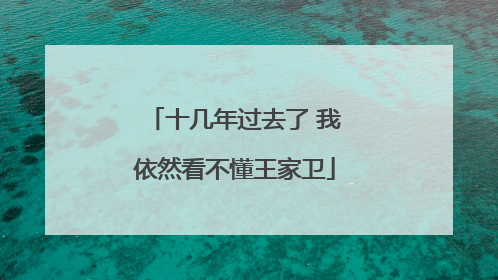 十几年过去了 我依然看不懂王家卫
