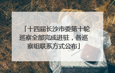 十四届长沙市委第十轮巡察全部完成进驻，各巡察组联系方式公布