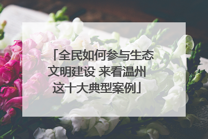 全民如何参与生态文明建设 来看温州这十大典型案例