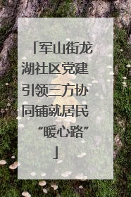 军山街龙湖社区党建引领三方协同铺就居民“暖心路”