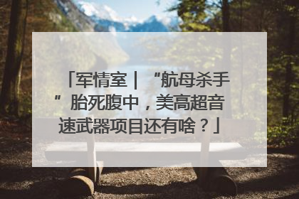 军情室｜“航母杀手”胎死腹中，美高超音速武器项目还有啥？