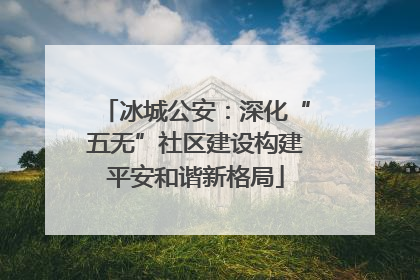 冰城公安：深化“五无”社区建设构建平安和谐新格局