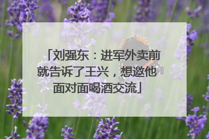 刘强东：进军外卖前就告诉了王兴，想邀他面对面喝酒交流