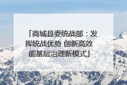 商城县委统战部：发挥统战优势 创新高效能基层治理新模式