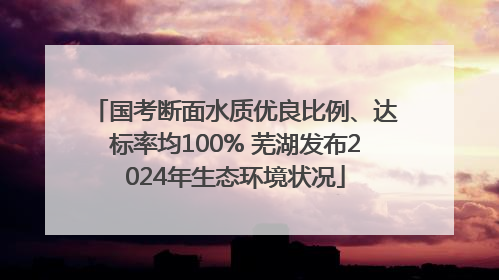 国考断面水质优良比例、达标率均100% 芜湖发布2024年生态环境状况