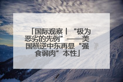 国际观察丨“极为恶劣的先例”——美国横逆中东再显“强食弱肉”本性