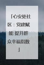 心安处社区：党建赋能 提升群众幸福指数