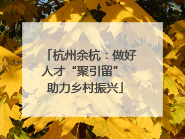 杭州余杭：做好人才“聚引留” 助力乡村振兴