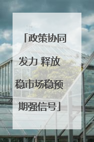政策协同发力 释放稳市场稳预期强信号
