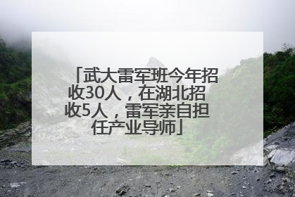 武大雷军班今年招收30人，在湖北招收5人，雷军亲自担任产业导师