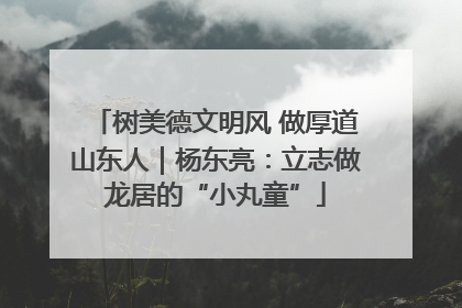 树美德文明风 做厚道山东人｜杨东亮：立志做龙居的“小丸童”