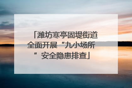 潍坊寒亭固堤街道全面开展“九小场所”安全隐患排查