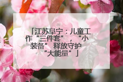 江苏阜宁：儿童工作“三件套”，“小装备” 释放守护 “大能量”