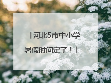 河北5市中小学暑假时间定了！
