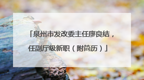 泉州市发改委主任廖良结，任副厅级新职（附简历）