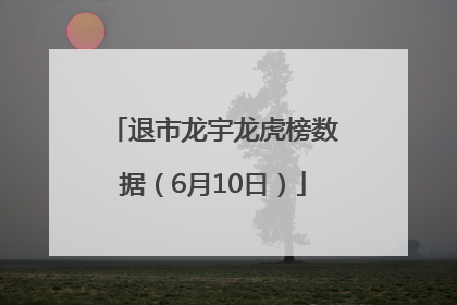 退市龙宇龙虎榜数据（6月10日）