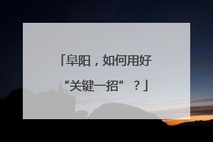 阜阳，如何用好“关键一招”？