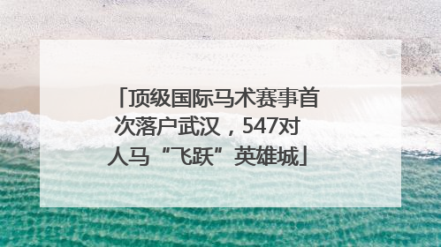 顶级国际马术赛事首次落户武汉，547对人马“飞跃”英雄城