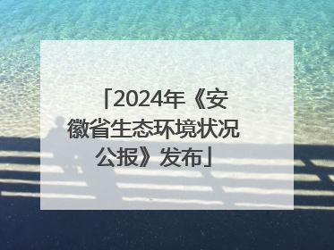 2024年《安徽省生态环境状况公报》发布