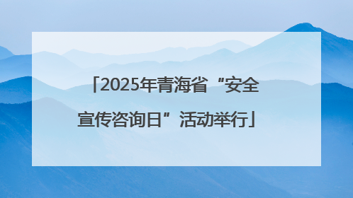 2025年青海省“安全宣传咨询日”活动举行