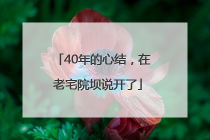 40年的心结，在老宅院坝说开了
