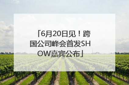6月20日见！跨国公司峰会首发SHOW嘉宾公布